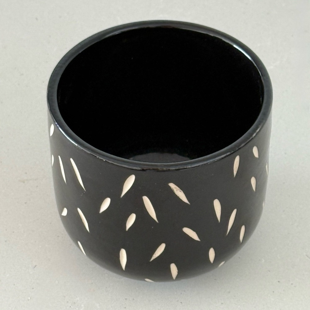 NEW H&M Home Black Ceramic Planter with Cutout Design 4.5x4.5”